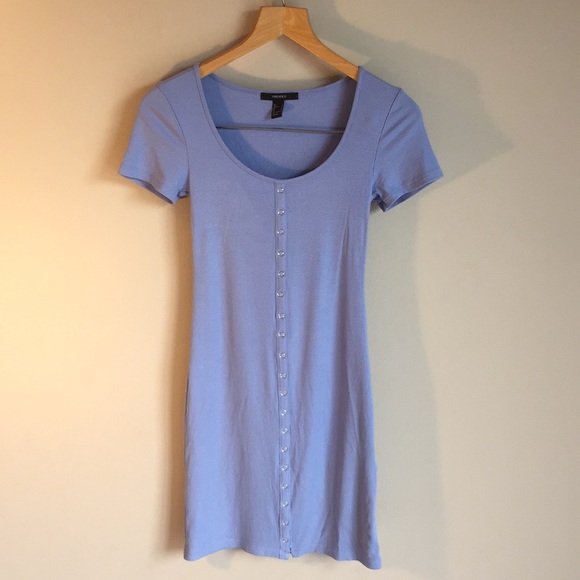 Light Blue buttoned mini dress - Picture 2 of 4